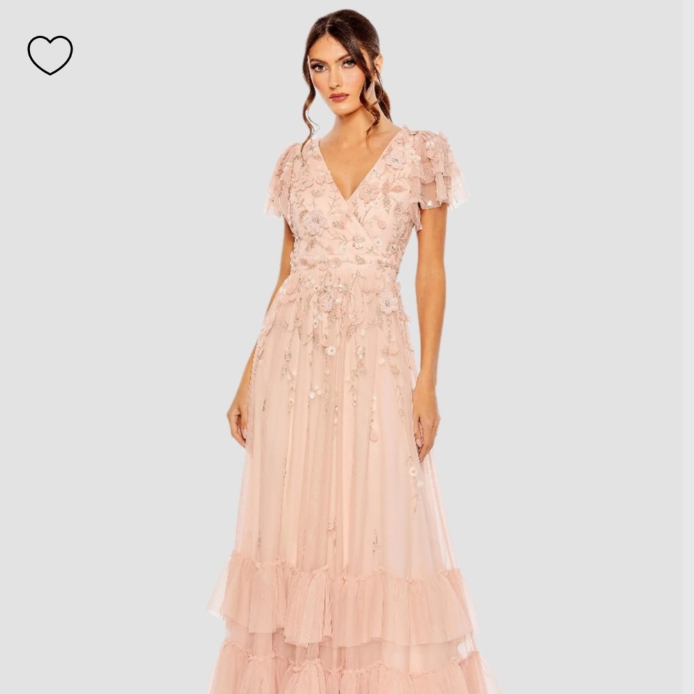 Mac Duggal Blush Pink Embellished Maxi Dress